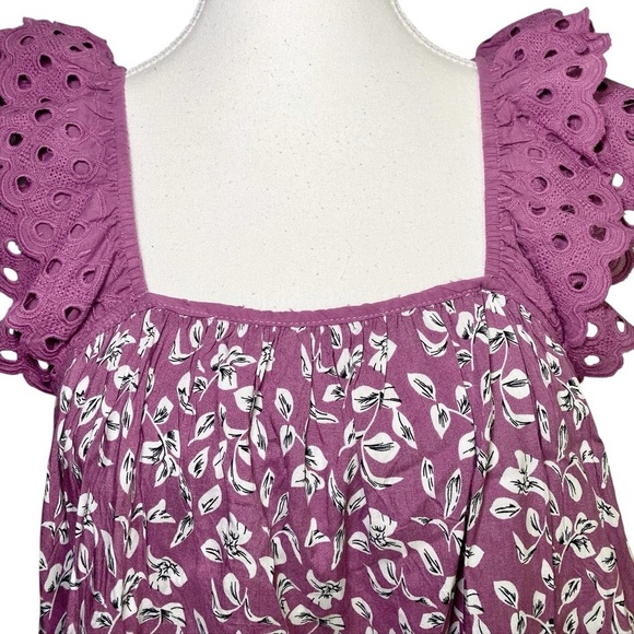 &Merci Purple Eyelet Ruffle Sleeveless Top - Picture 4 of 12